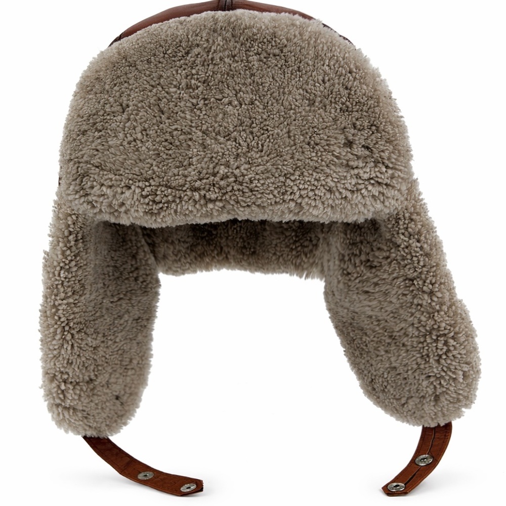 Shearling Sheepskin Leather Trapper Hat Aviator | Winter Hat | Ushanka - Picture 4 of 9